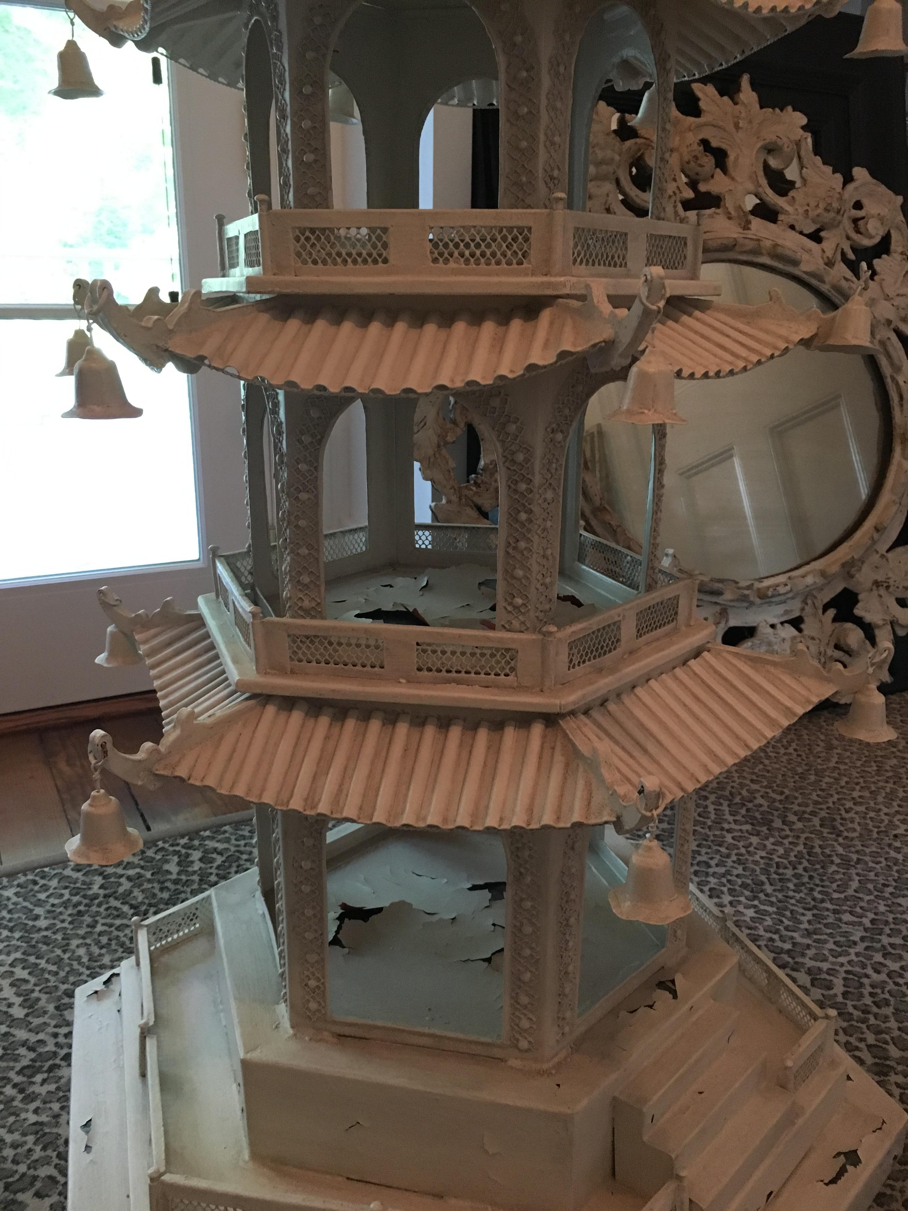 White Painted Tole Seven-Tier Chinese Pagoda 6