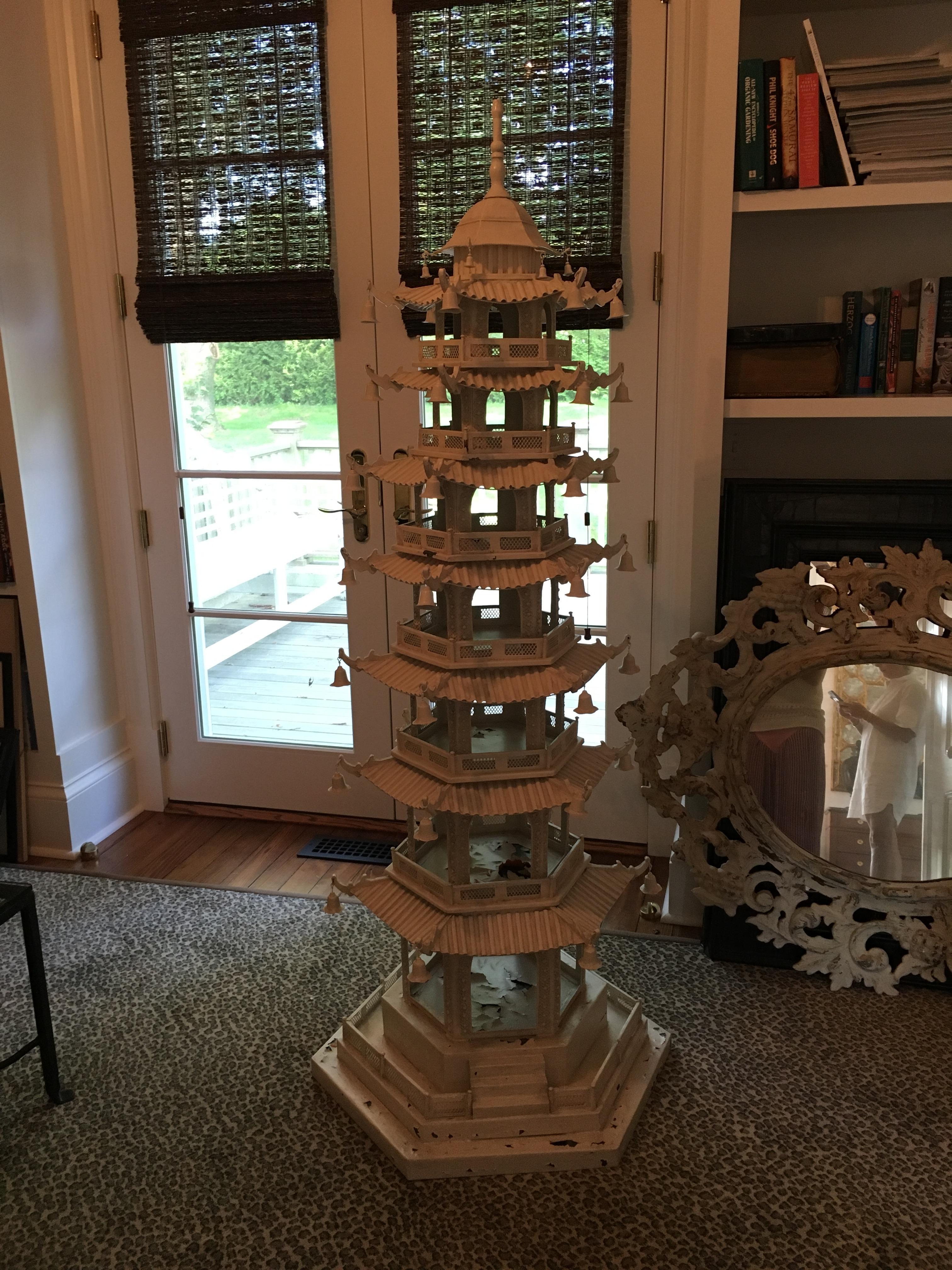 White Painted Tole Seven-Tier Chinese Pagoda 9