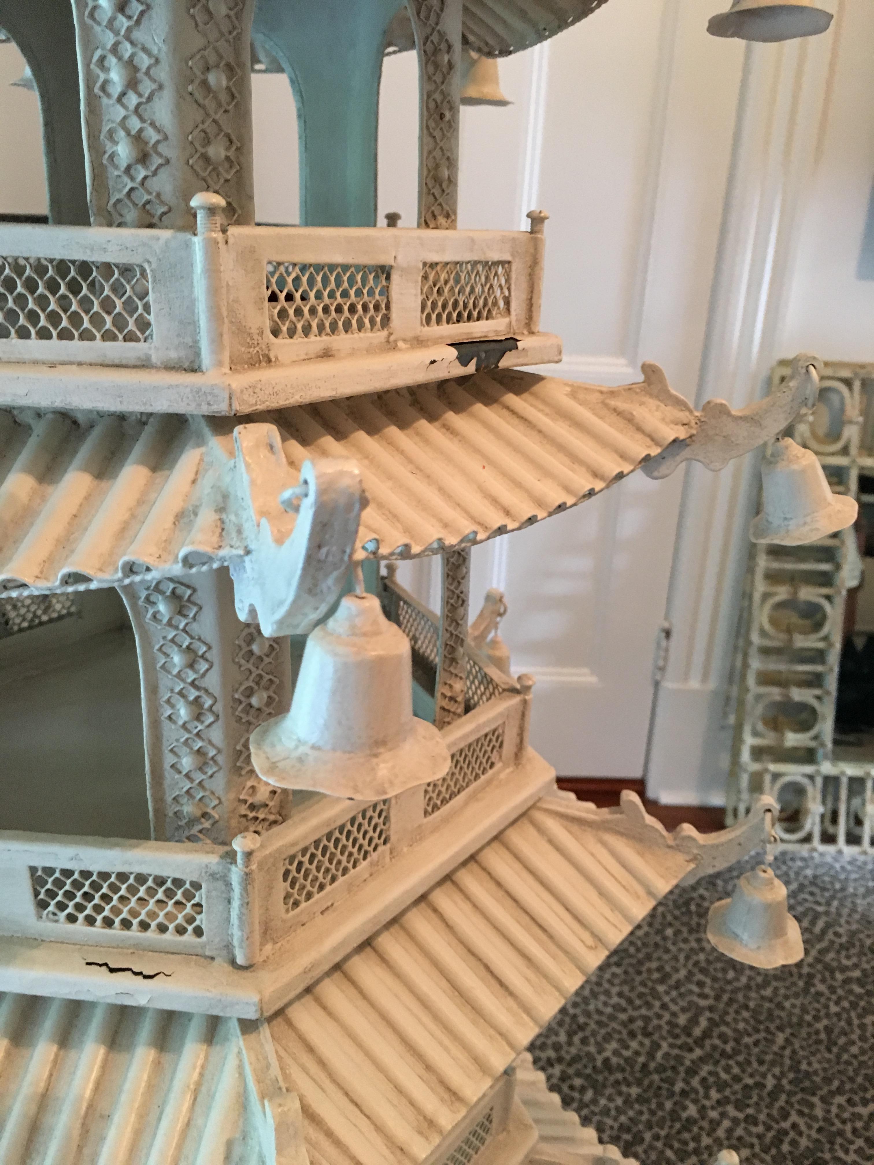 Iron White Painted Tole Seven-Tier Chinese Pagoda