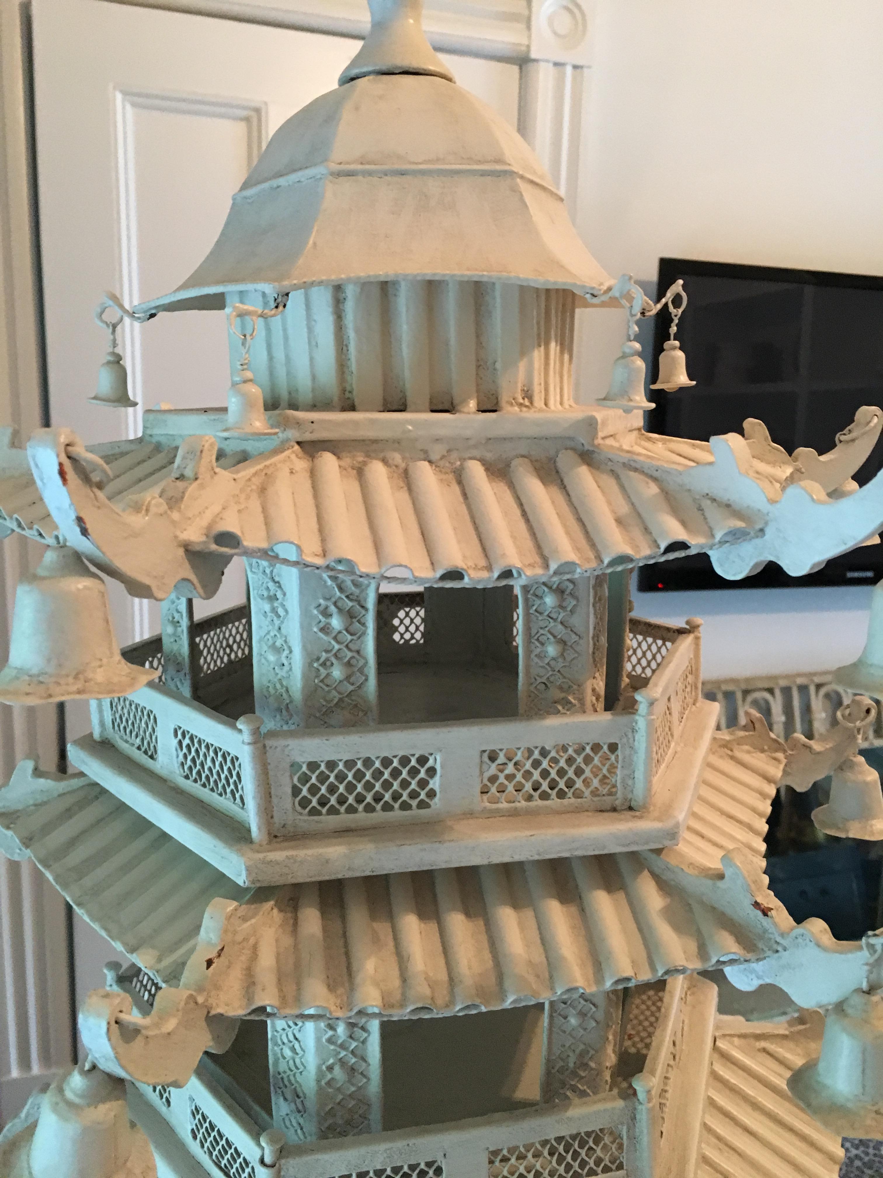 White Painted Tole Seven-Tier Chinese Pagoda 1