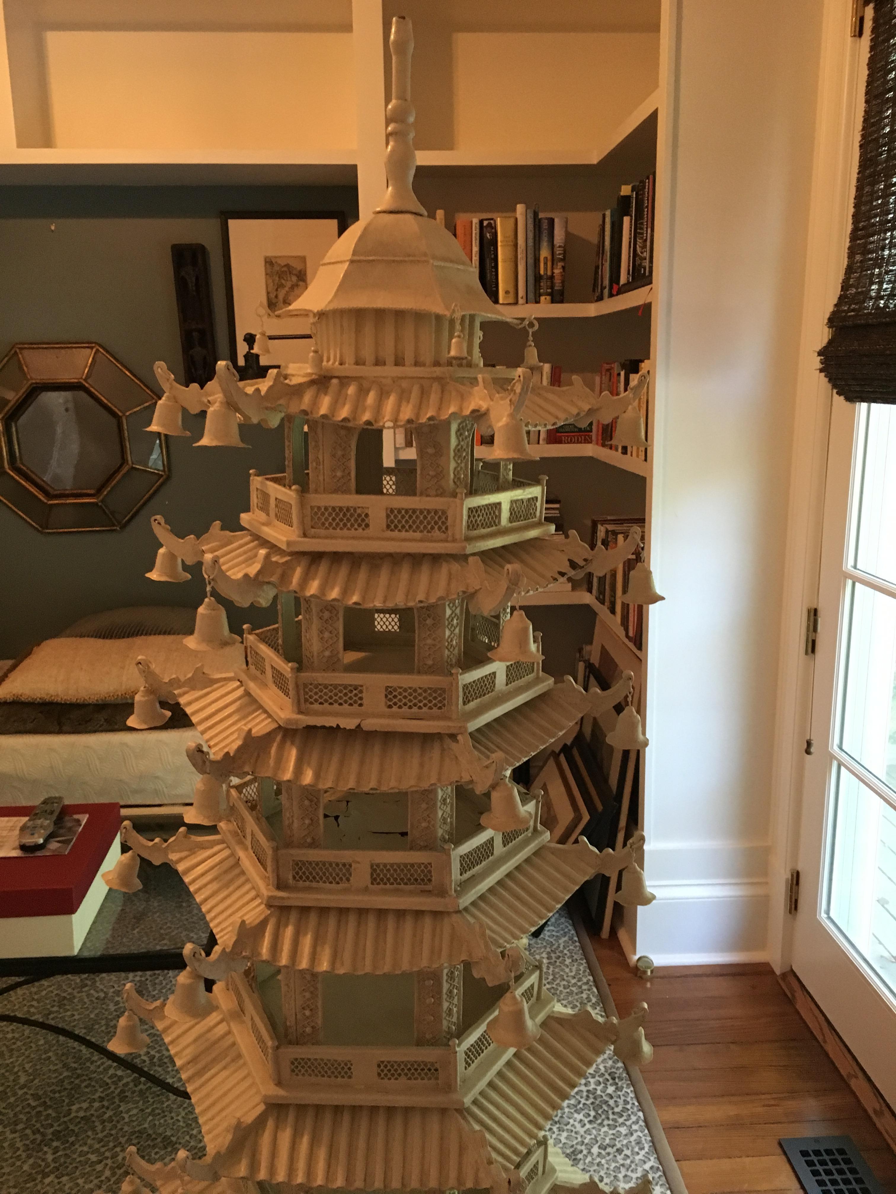 White Painted Tole Seven-Tier Chinese Pagoda 4