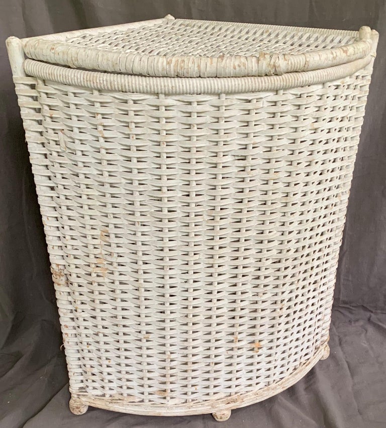 White Painted Wicker Garden Hamper For Sale at 1stDibs