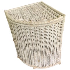 White Wicker Corner Hamper
