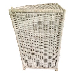 White Wicker Corner Hamper