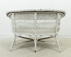 White Painted Wicker Settee