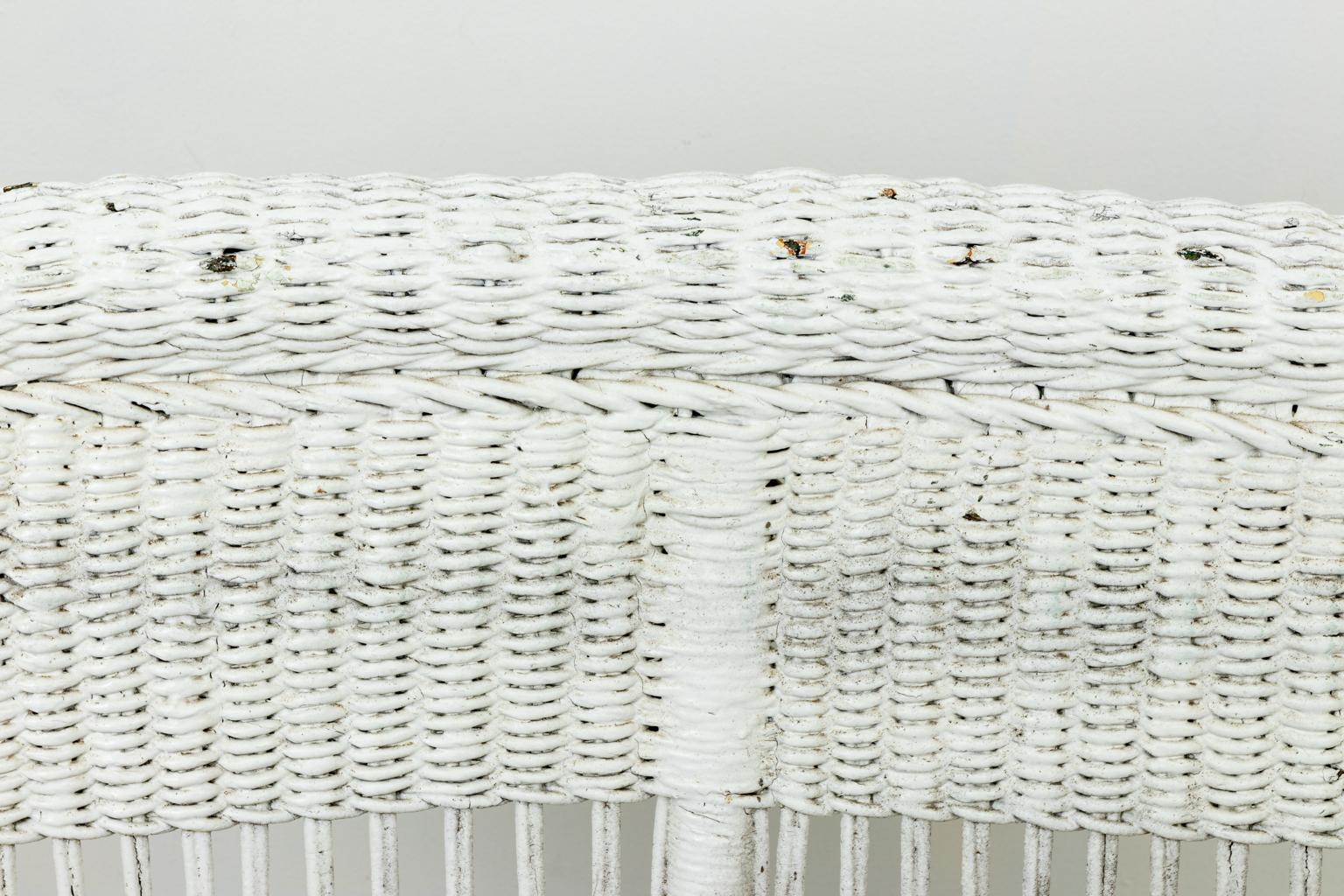 White Painted Wicker Settee For Sale 1