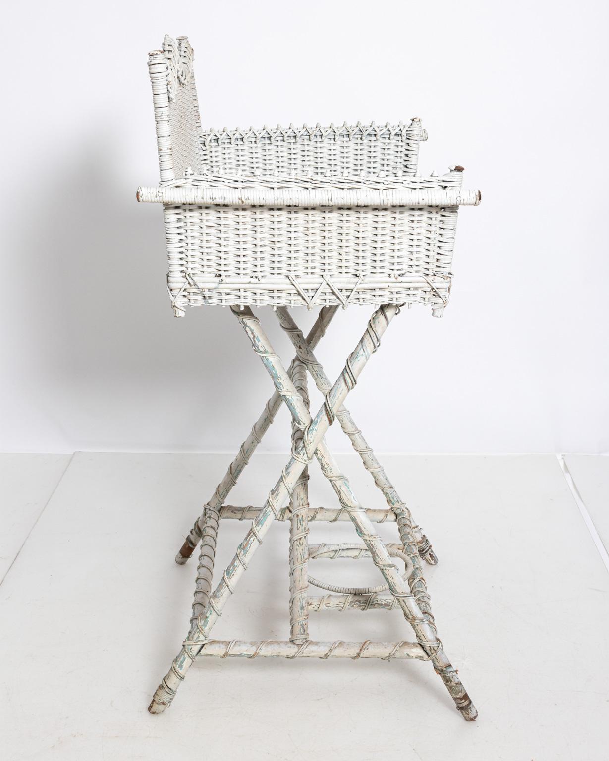 White Painted Wicker Washstand For Sale 1