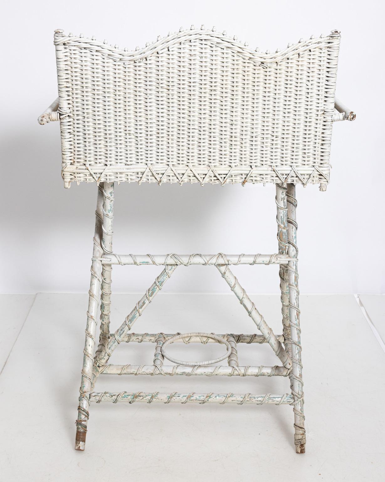 White Painted Wicker Washstand For Sale 2