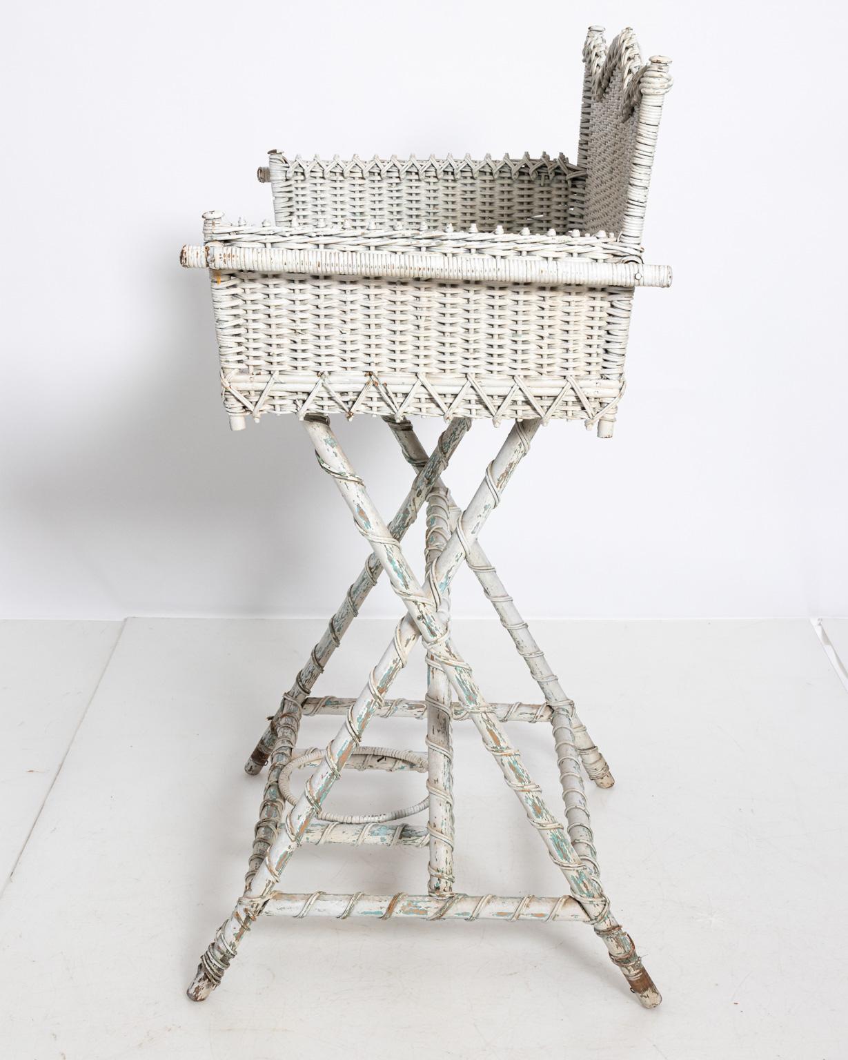 White Painted Wicker Washstand For Sale 3