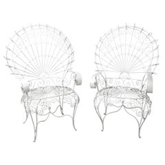 Vintage White Peacock Garden Armchairs