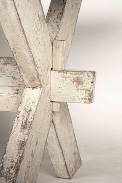 White Painted X-Leg Trestle Base Swedish Dining Table