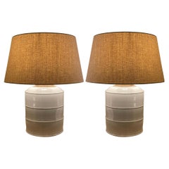 White Pair Canister Lamps, China, Contemporary