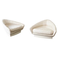 White Pair of Adrian Pearsall Mid-Century/ Post Modern  Triangle Lounge Chairs