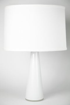 White Pair of Conical Shaped Swedish Orrefors Glass Lamps, Sweden, 1960s