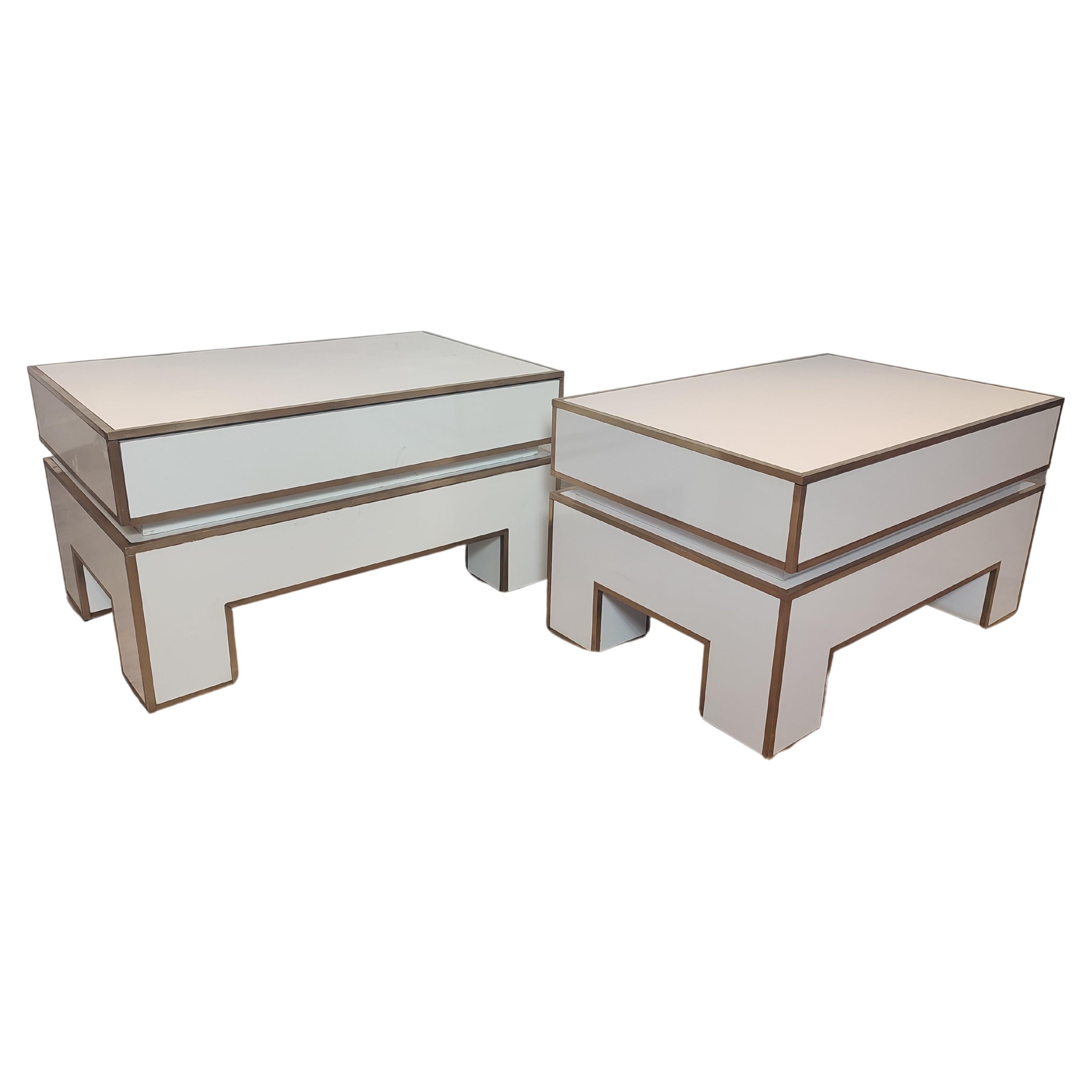White Pair of Night Stands from "Alain Delon" for Maison Jansen" For Sale