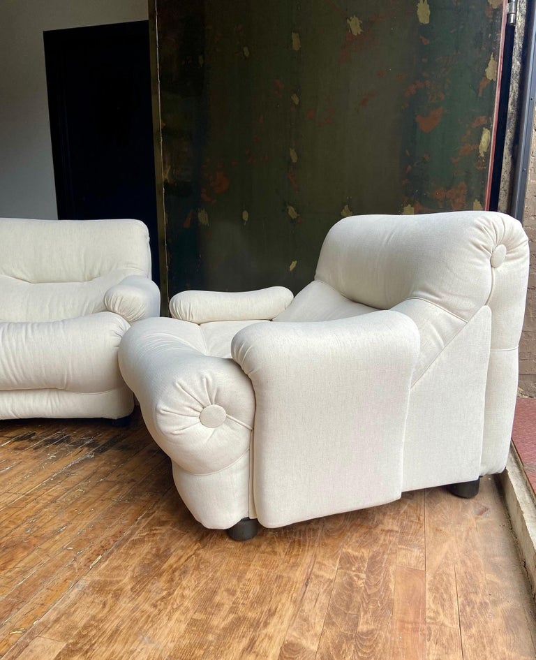 White Lounge Chairs by Emilio Guarnacci and Felix Padovano Pair For