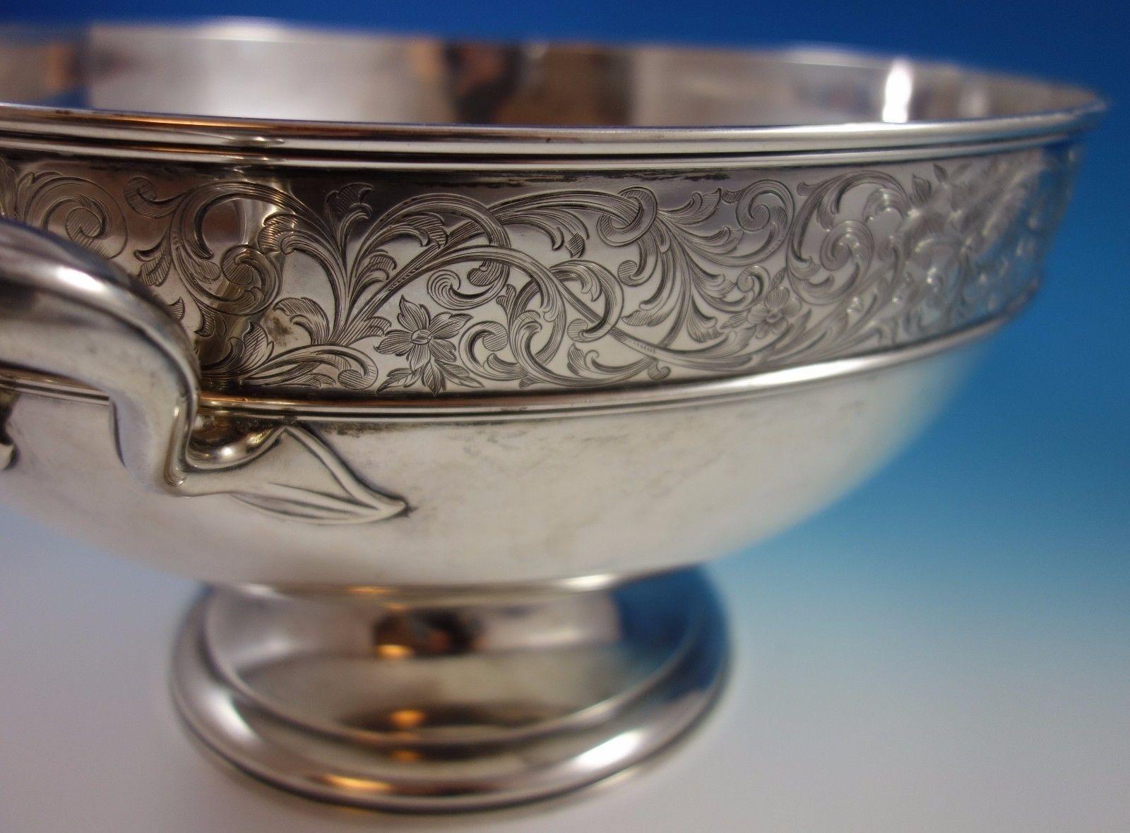 American White Paisley by Gorham Sterling Silver Punch Bowl Bright-Cut Scrollwork