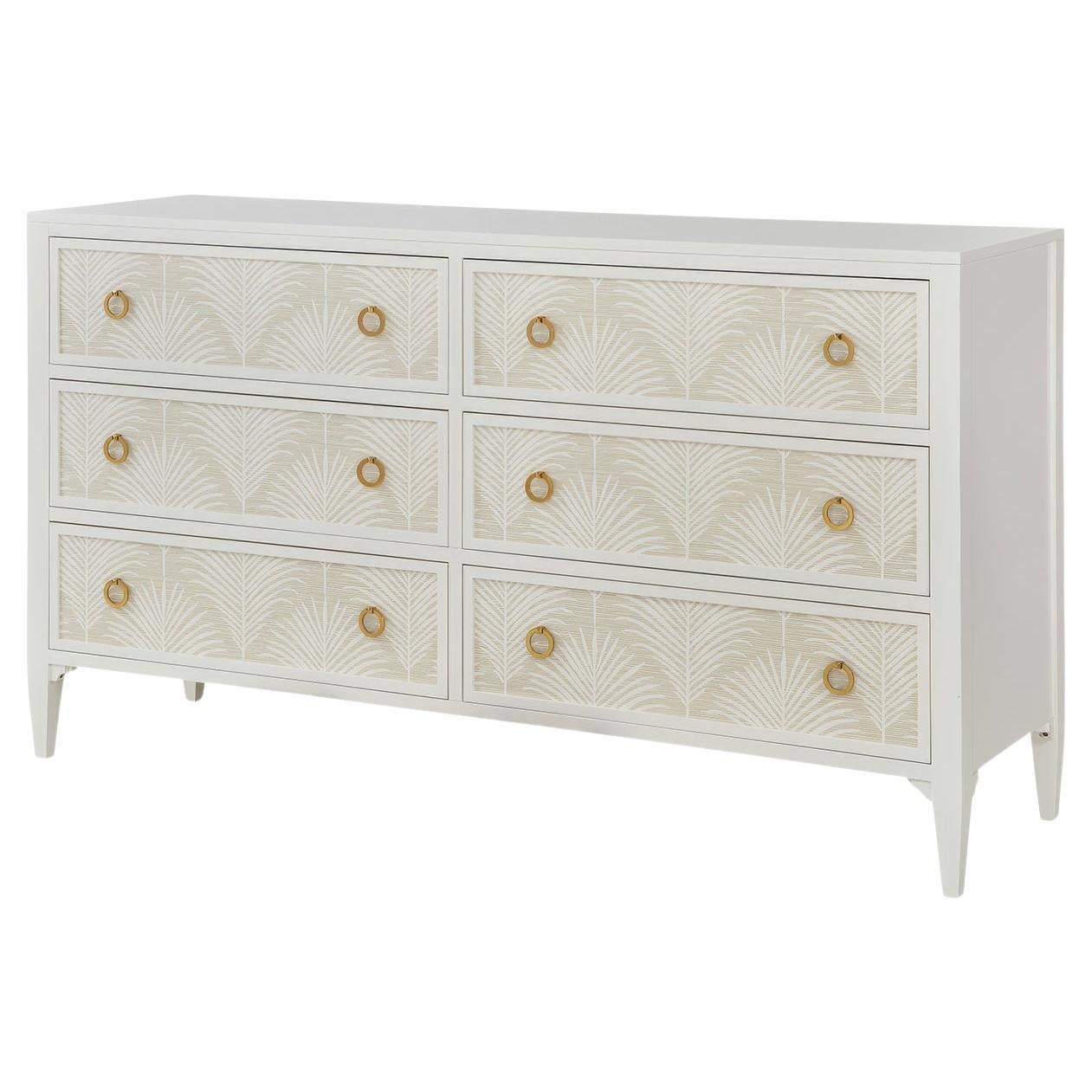 White Palm Six Drawer Dresser