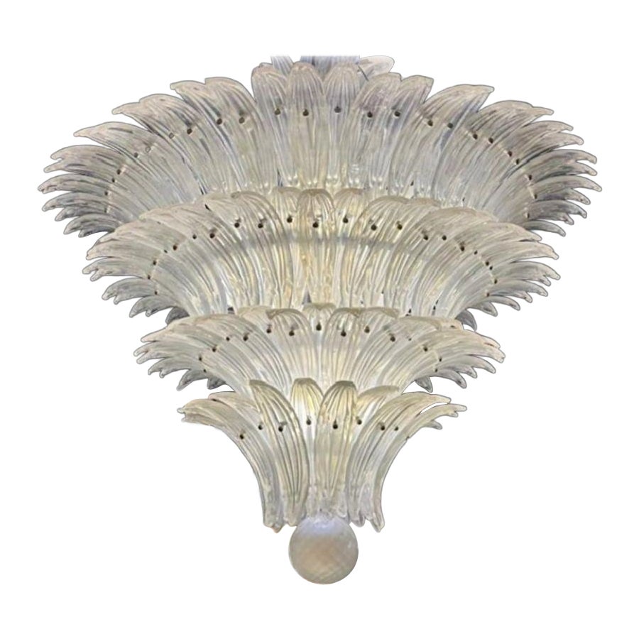 Lampadario in vetro di Murano "Palmette" di colore bianco