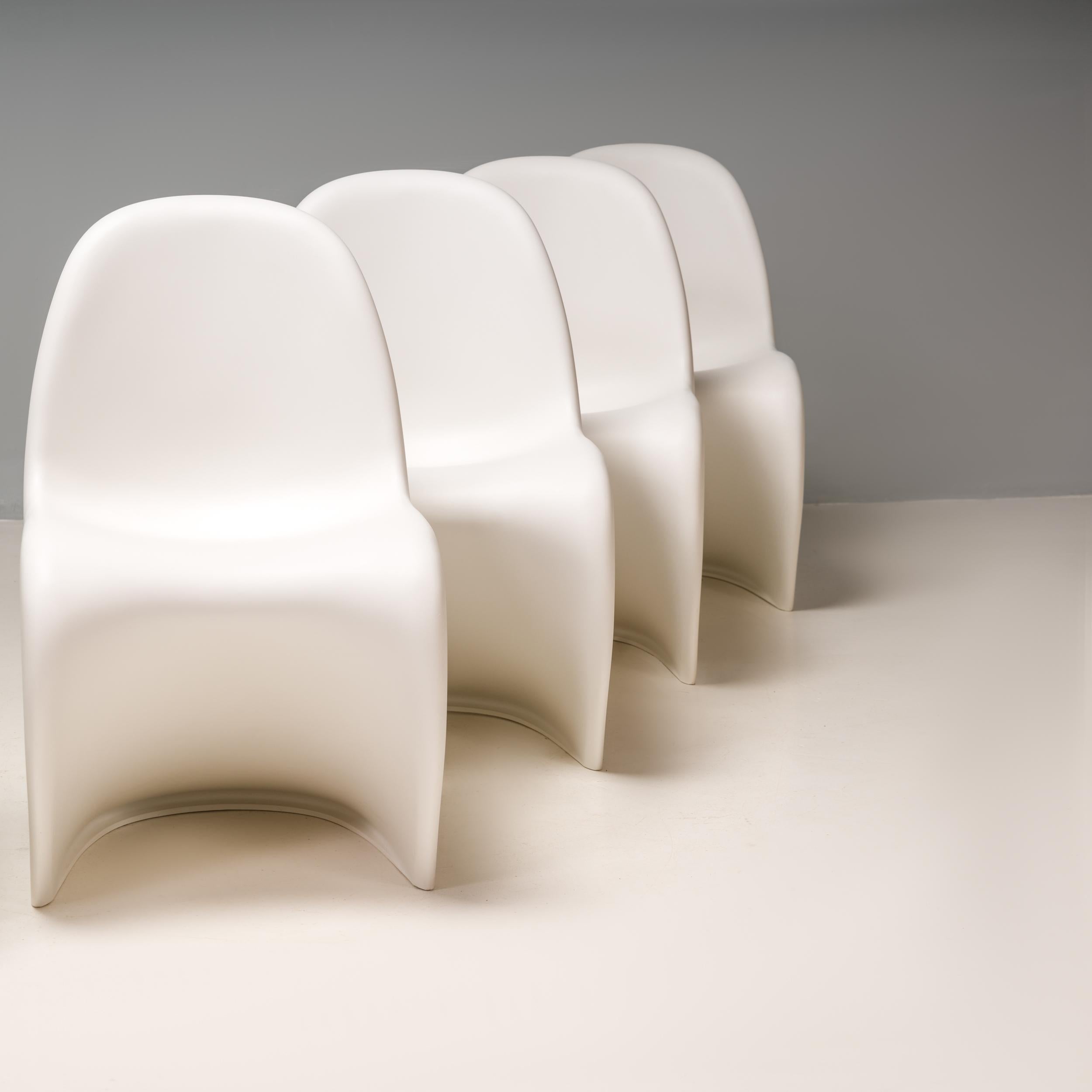 White Panton Chairs by Verner Panton for Vitra, Set of 8 3