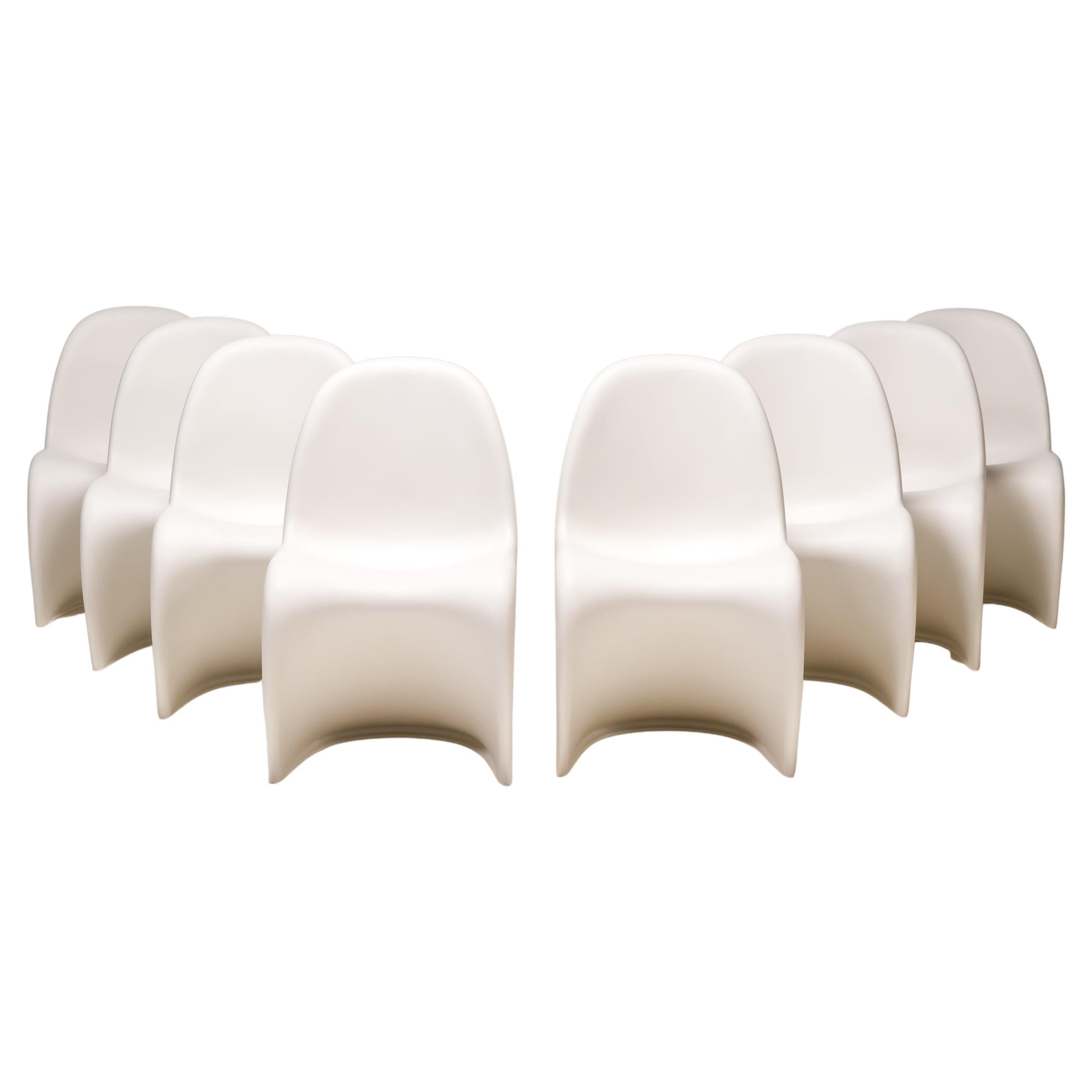 White Panton Chairs by Verner Panton for Vitra, Set of 8