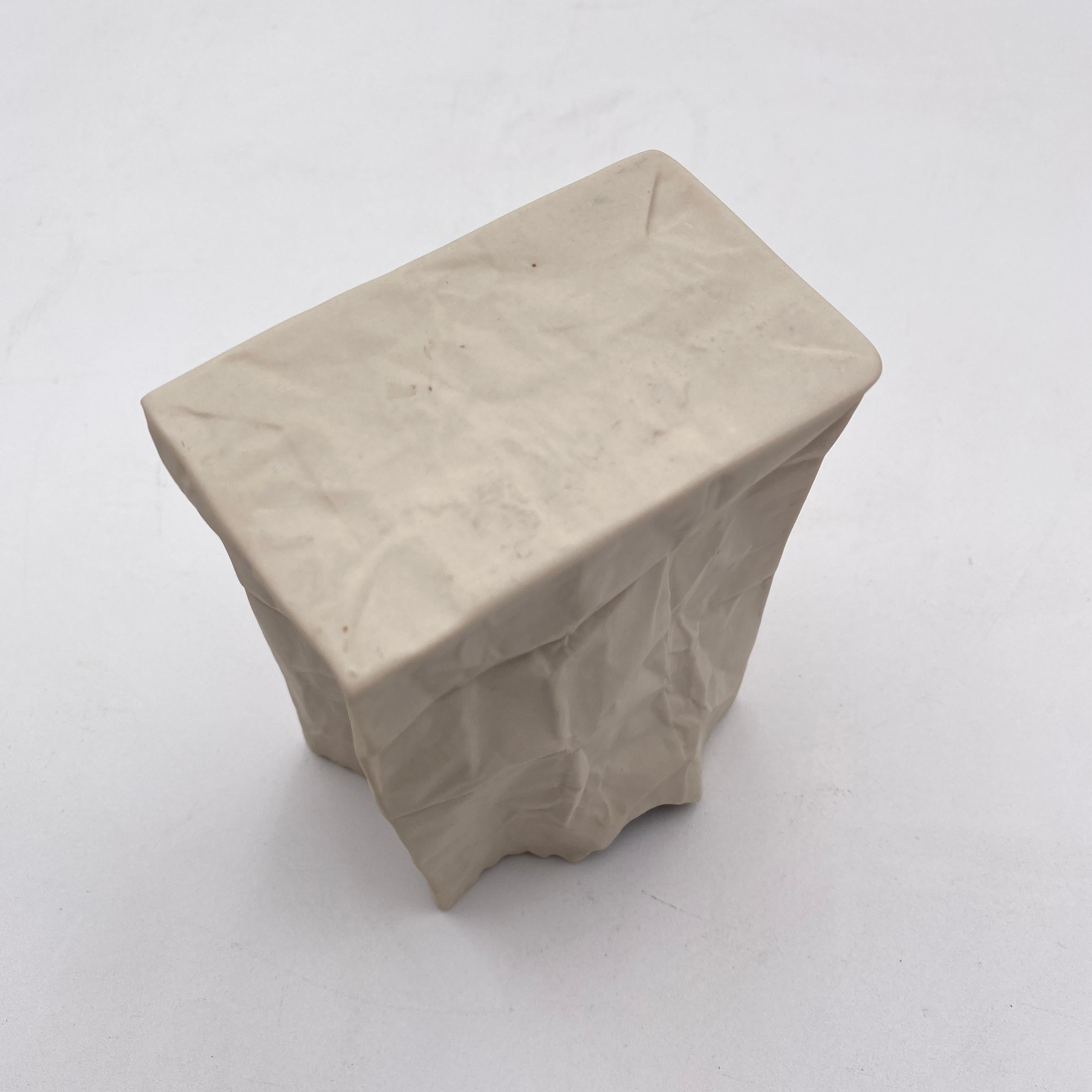 Jarrón blanco para bolsas de papel by Ceramic Illusions California Años 70 en venta 6