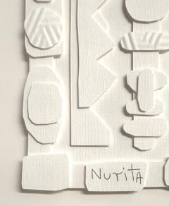 White Paper Collage By American Artist Nurit Amdur, U.S.A., Contemporary