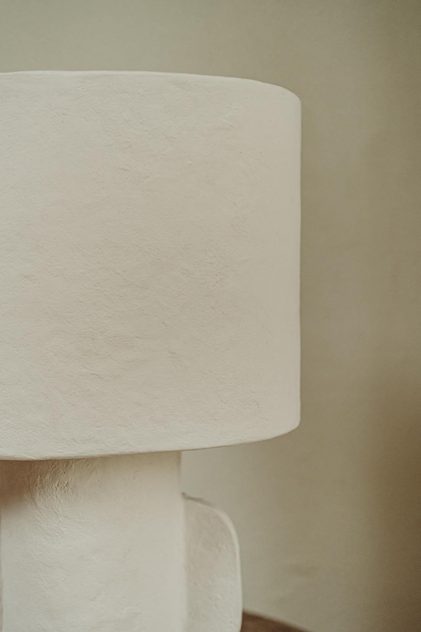 Belgian White Papier Maché ovalshaped Table Lamp For Sale