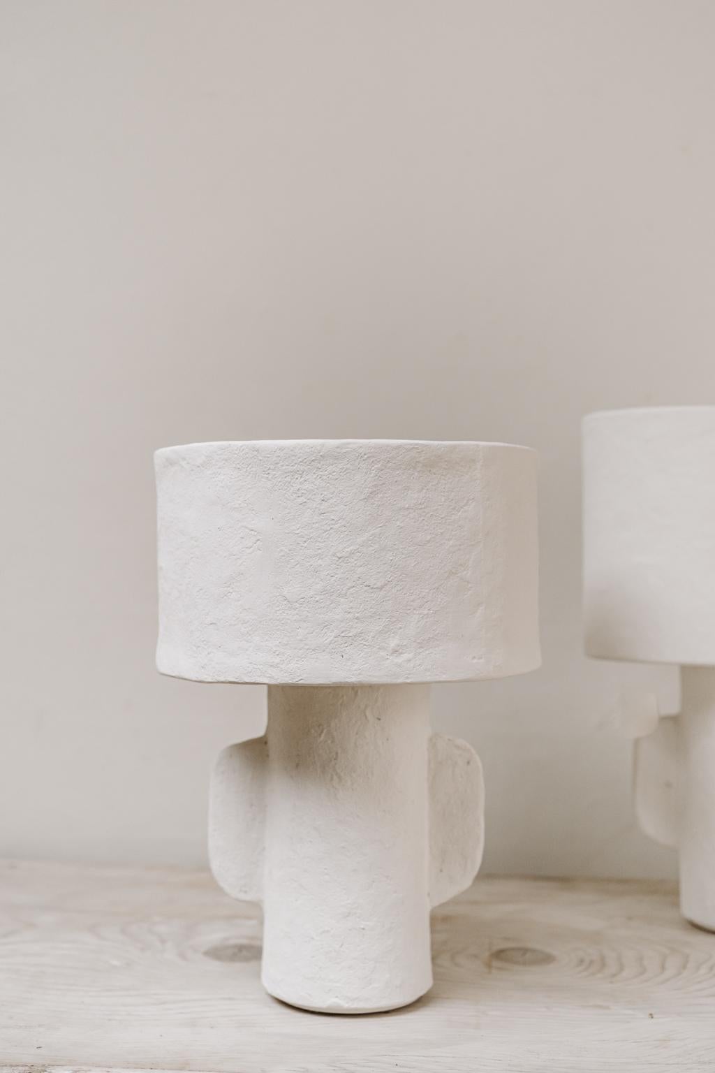 Belgian White Papier Maché Table Lamps
