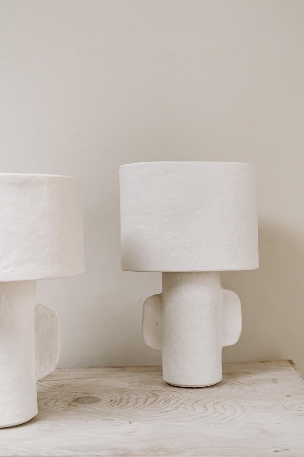 Paper White Papier Maché Table Lamps