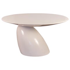 White Parabel Round Dining Table by Eero Aarnio
