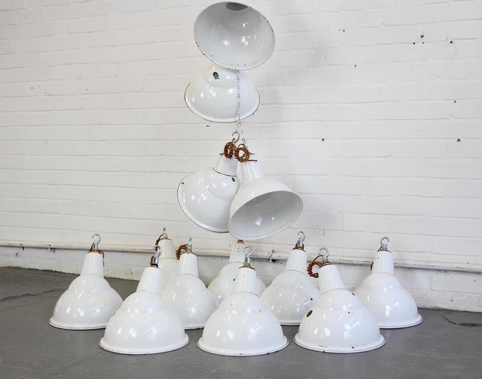 White Parabolic Factory Lights by Benjamin, circa 1950s 2