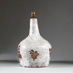 White Parcel Glazed Vase Mounted as a Table Lamp