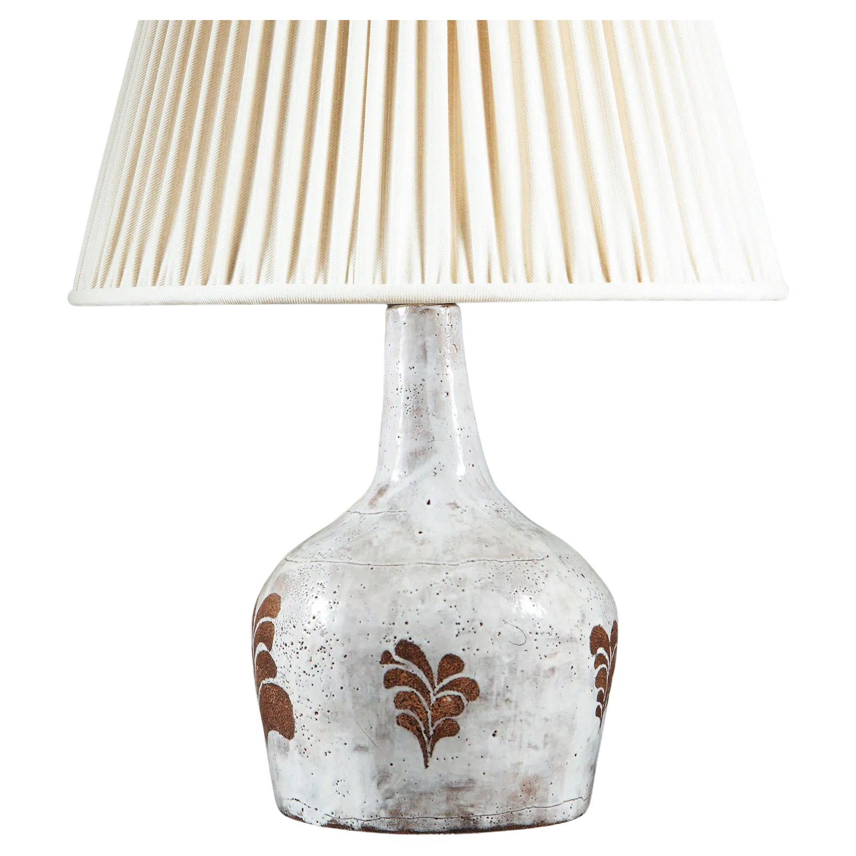 White Parcel Glazed Vase Mounted as a Table Lamp For Sale