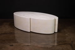 White Parchment Modern Sculptural Nesting Coffee Tables by Costantini, Cadenza