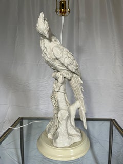 Vintage White Parrot Bird Tropical Table Lamp Newly Wired