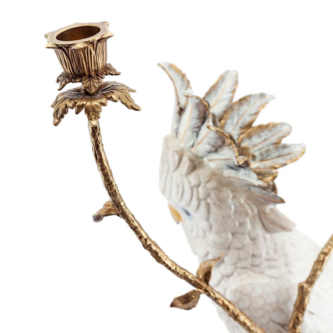 White Parrot Candleholder  In New Condition For Sale In Paris, FR