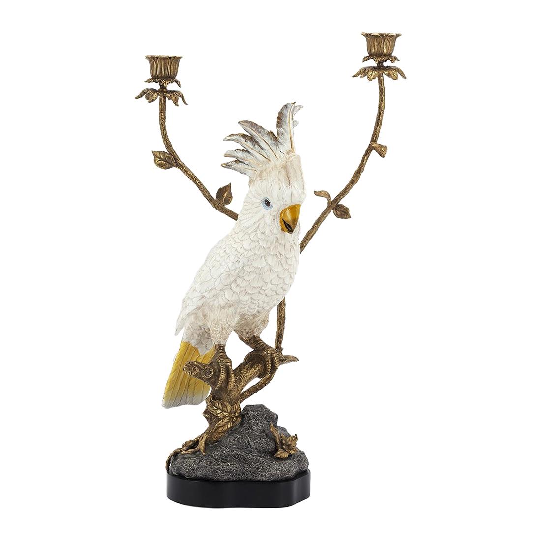 White Parrot Candleholder  For Sale