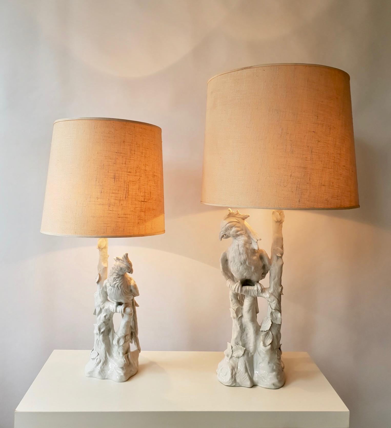 White Parrots Table Lamps In Good Condition In Antwerp, BE