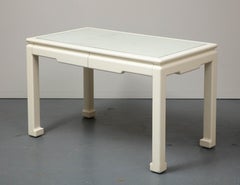 White Parsons Desk with Embossed Leather, Shagreen, by Karl Springer
