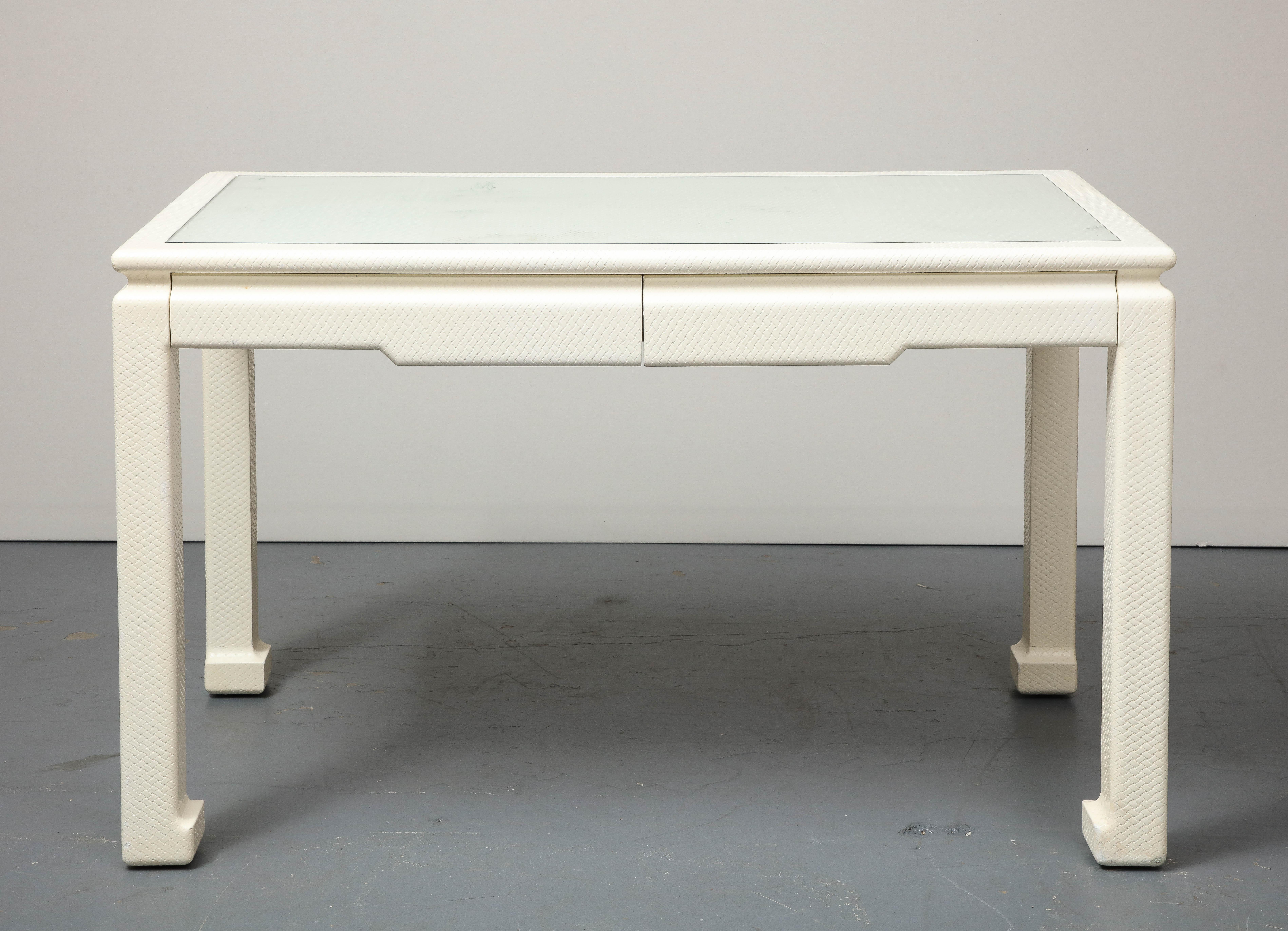 American White Parsons Desk with Embossed Leather, Shagreen, by Karl Springer For Sale