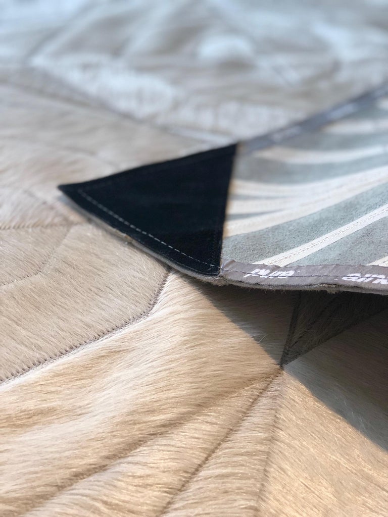 White Patchwork Cowhide Rug For Sale at 1stDibs