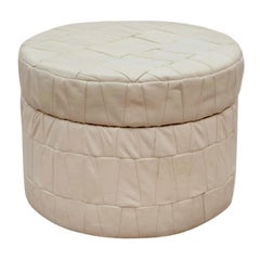 White Patchwork Leather De Sede Ottoman with Storage