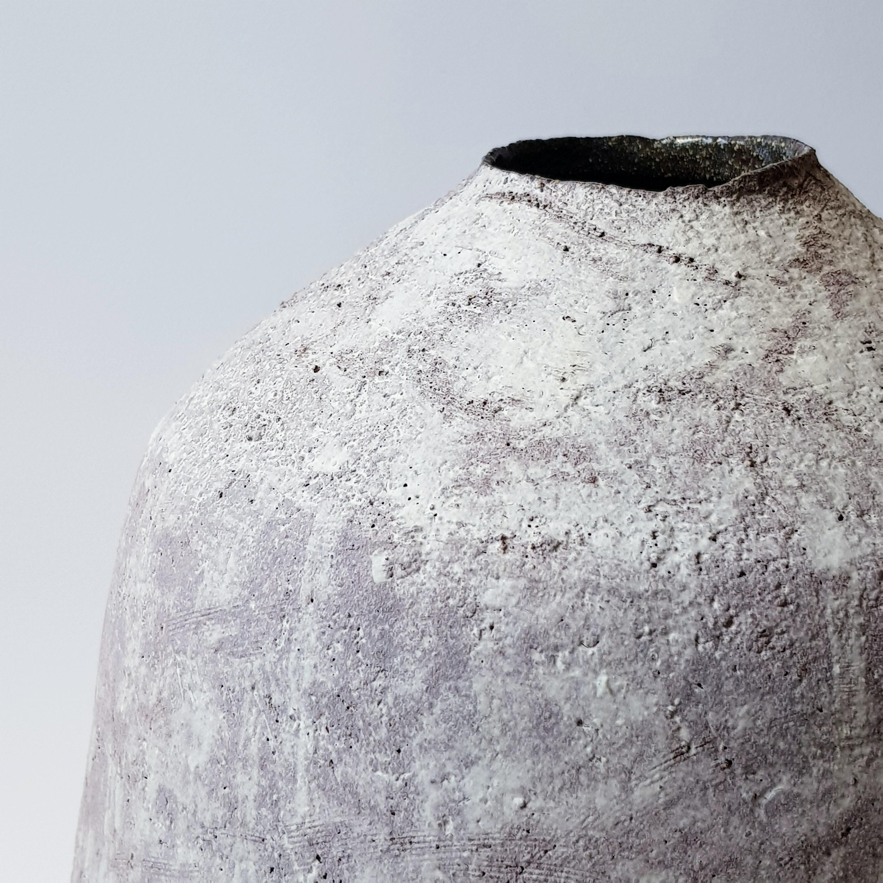 Greek White Patina Stoneware Pithos Vase by Elena Vasilantonaki For Sale