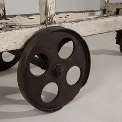 White Patinated Bakery Rack On Wheels