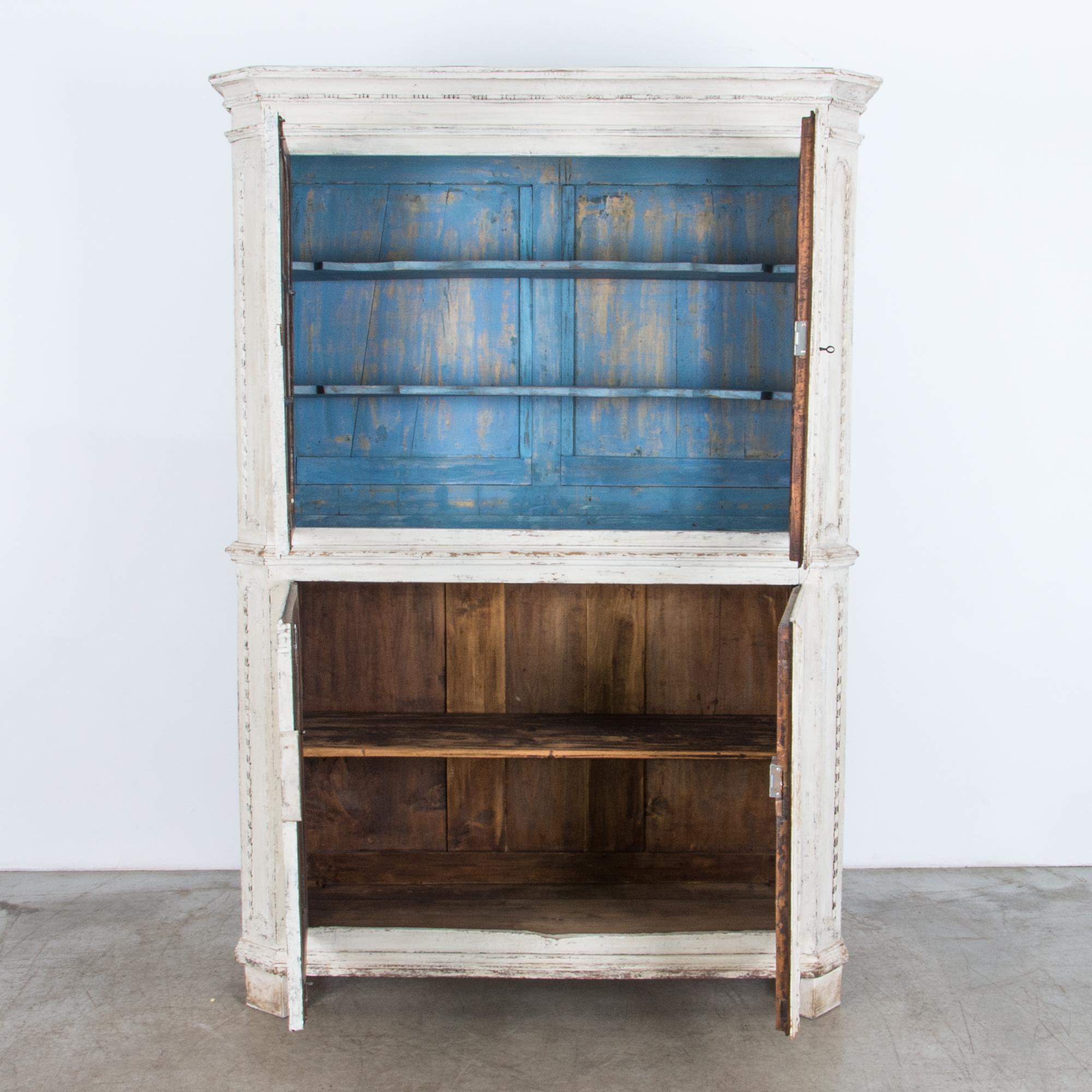 distressed white china cabinet