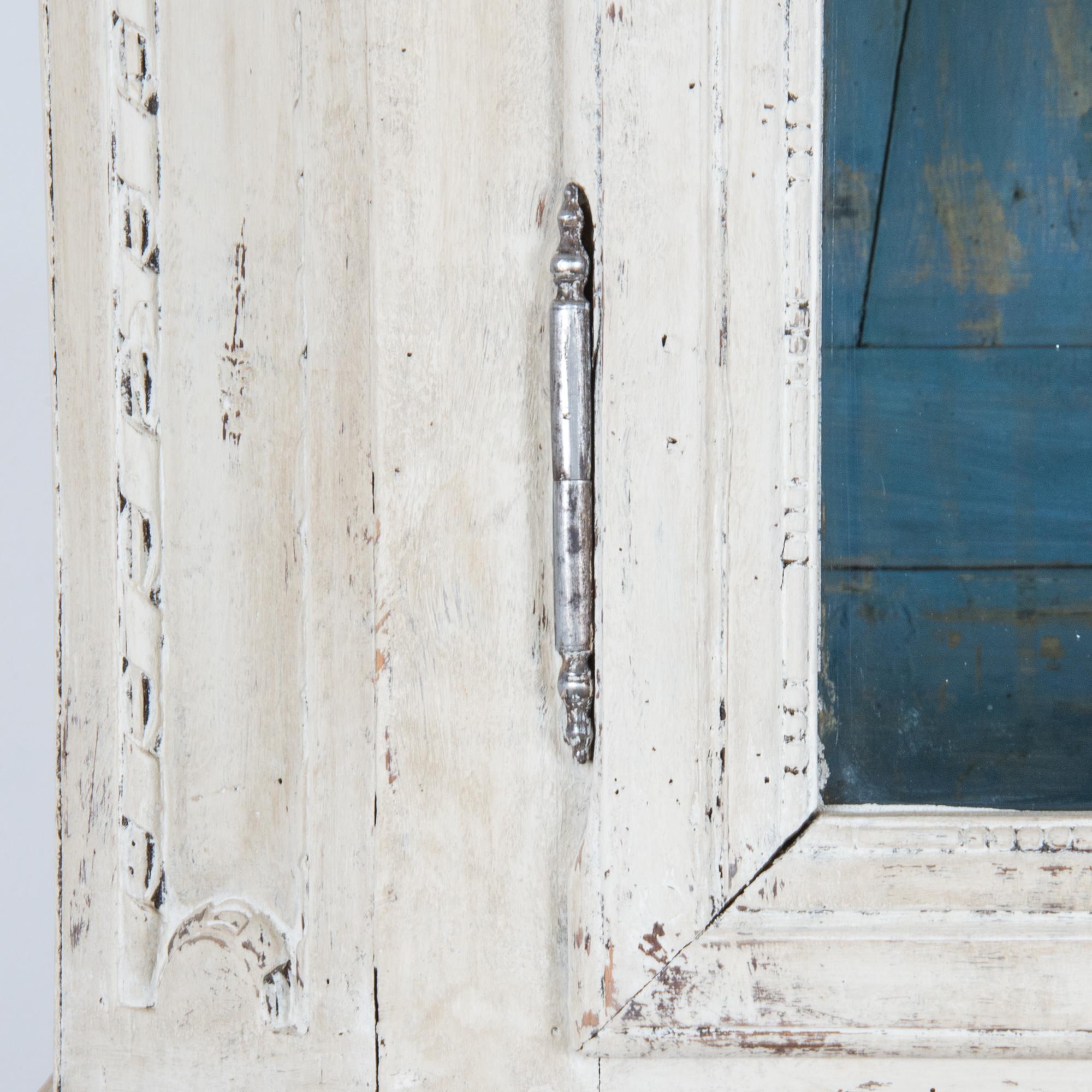 Painted White Patinated China Cabinet