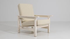 Mid-Century White Patinated Reclining Lounge Chair, Wood, Circa 1960