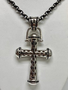 White & Black Pavé Diamond Cross, 22.00 Carats