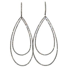 White Pavé Diamond Tear Drop Earrings, 3.32 Carats White Pavé Diamond Tear Drop Earrings, 3.32 Carats